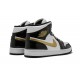 Nike Air Jordan 1 Mid Mens Black Gold Patent Leather 852542-007 Shoes